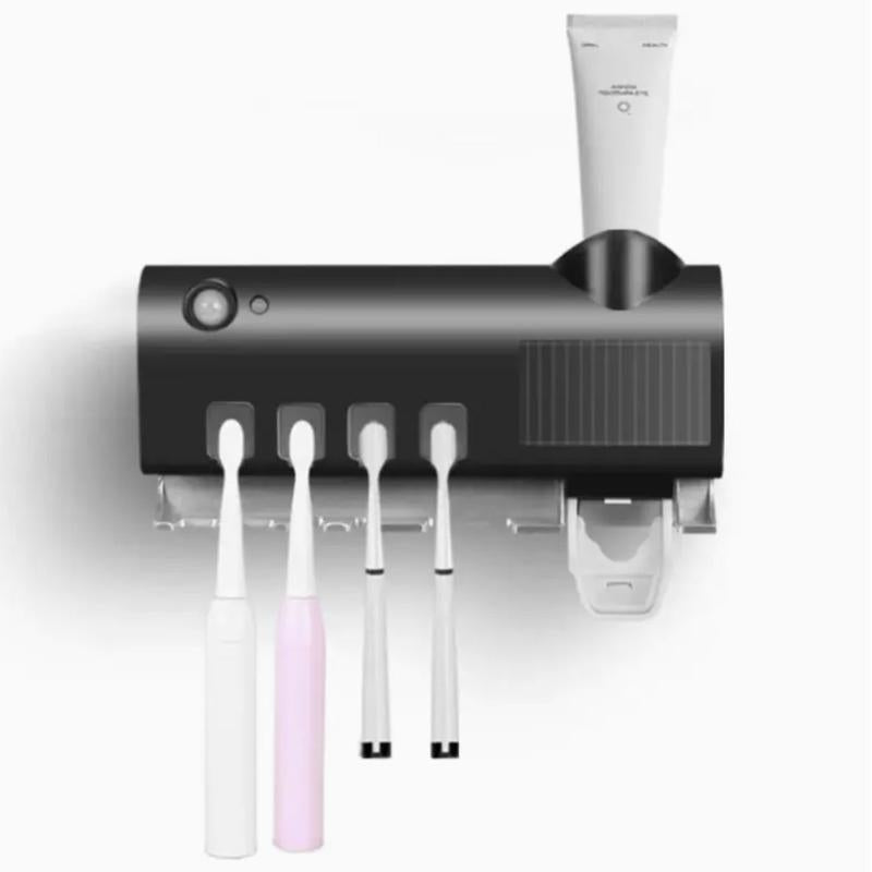 Portable Rechargeable Wall-Mounted Holder with Auto Shut-Off for Effective Cleaning and Air Drying, Toothbrush Sterilizer White Toothpaste Dispenser Toothpaste Squeezers