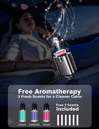 Retractable Car Charger USB C Fast Charging 120W, Caraccessories Cigarette Lighter Adapter with Aromatherapystarlight/Air Freshener , Car Charger Iphone16 15 14 13 12 11 Essentials Giftfor Travelers, Men, Women