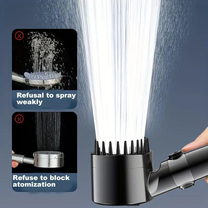 Hand-Held Filter Booster Shower Head, 4 Spray Modes, Hard Water Powerful Cleaning, Equipped with 6 Filters, Bathroom Shower Set