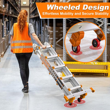 Ladder, a Frame 5 Step Ladder Extension, 17 FT Anti-Slip Multi Position & Storage Folding Ladder, 330 Lbs Security Load Telescoping Aluminum Ladders for Stairs Home Indoor Outdoor Roof