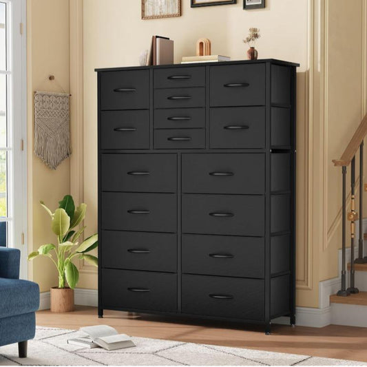 YITAHOME 16 Drawer Dresser, Tall Fabric Drawer, Large Chest of Drawers, Storage Organizer Closet Living Room Entryway with Sturdy Metal Frame and Wooden Top