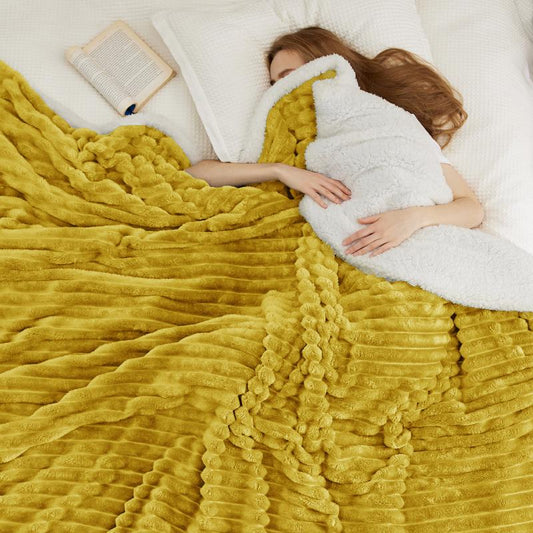 【Deal 'S for You】Bedsure Striped Sherpa Blanket Super Soft Cozy Plush Fleece Flannel Solid Modern Lightweight Comforter
