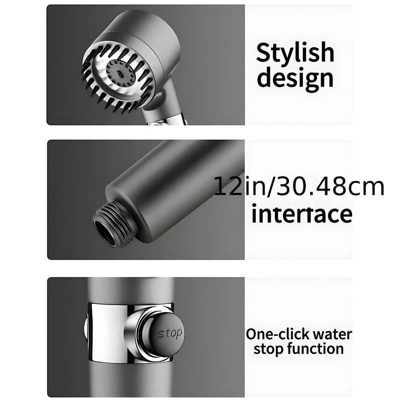 Hand-Held Filter Booster Shower Head, 4 Spray Modes, Hard Water Powerful Cleaning, Equipped with 6 Filters, Bathroom Shower Set
