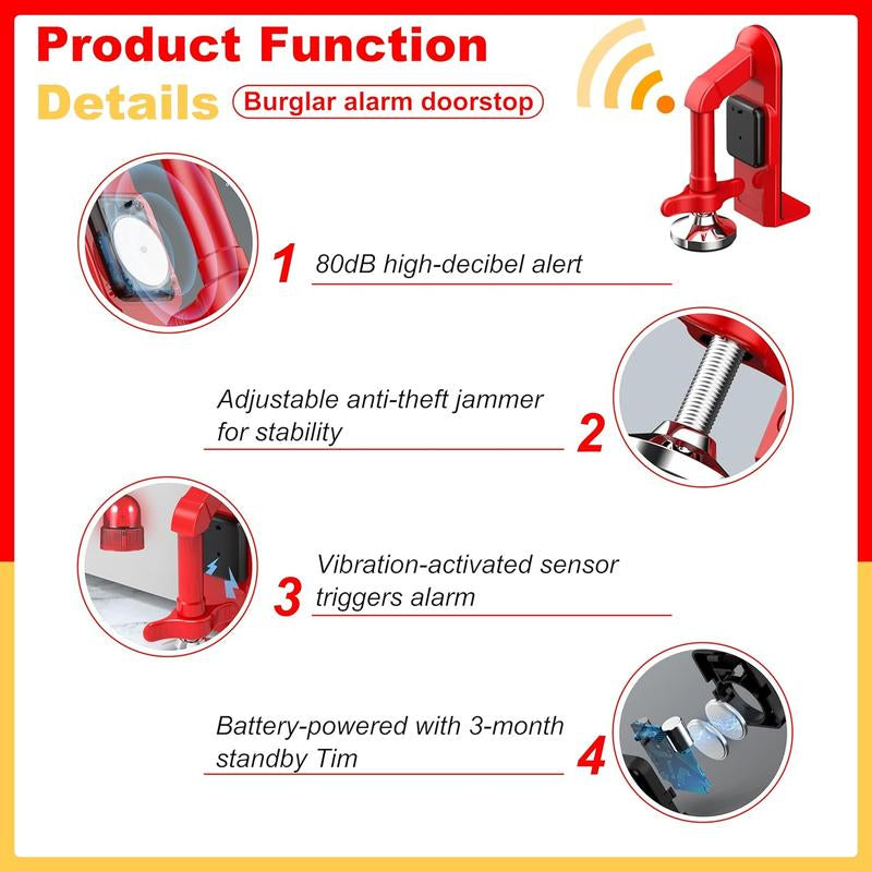 Travel Door Alarm Stopper for Women & Family – 80Db Loud Portable Security Device with Sensor, Anti-Theft Jammer for Solo Travelers, Dorms, Apartments & Hotel Rooms