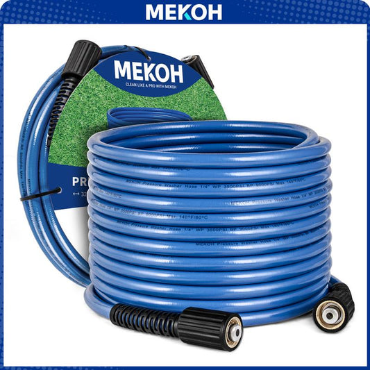 32Ft Kink Resistant Pressure Washer Hose, 3500PSI 1/4" Power Washer Hose with M22 Brass Fitting, High Pressure Replacement Hose for Electric, Hose Extension for Car Wash, Patio & Garden Clean