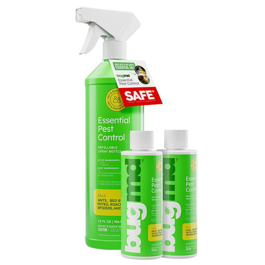 Bugmd Plant-Powered Pest Control Bundle – Starter Kit, 4X Concentrates + Blaster, 30 Oz Refill – Ant, Roach, Flea, Spider & Insect Killer for Home – Natural Essential Oil Formula