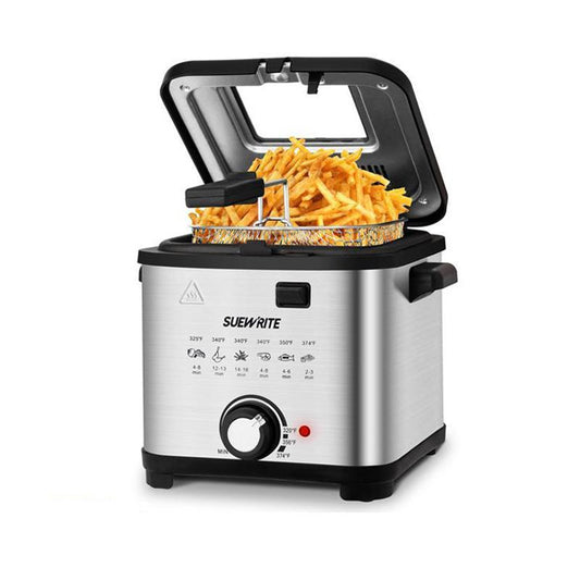SUSTEAS 1500W Electric Fryer with Removable Lid, Adjustable Temp, Fast Heating (1.5L/2.5L), Easy to Clean. Perfect for Crispy Cooking!