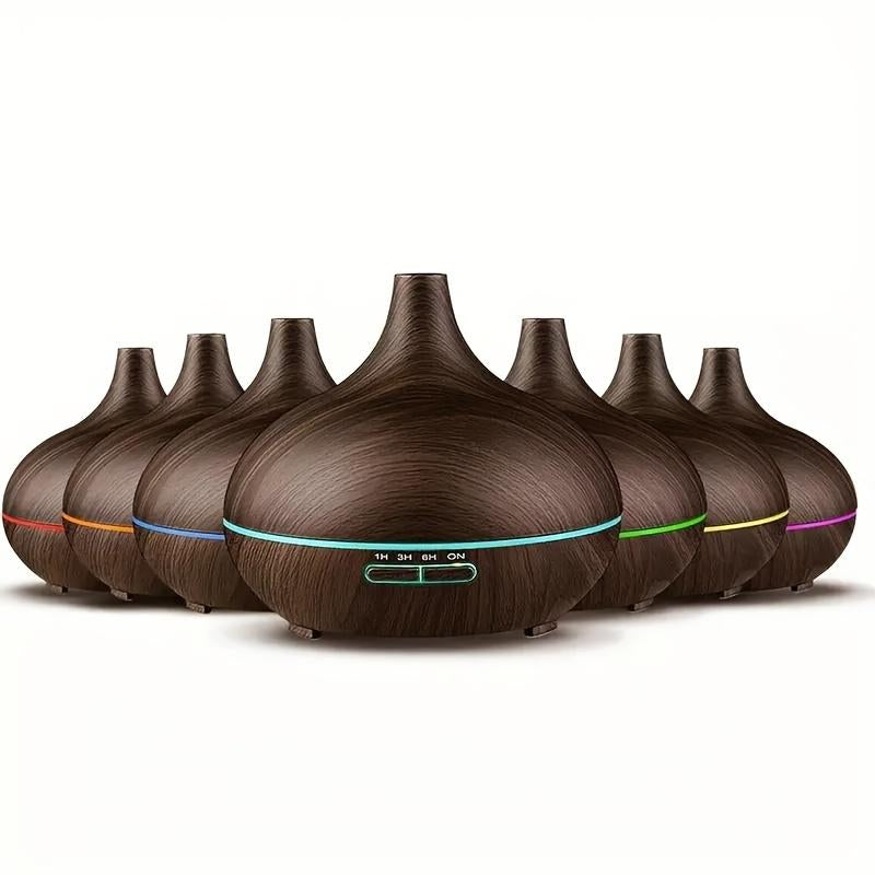 550Ml Aroma Diffuser with Remote Control Wood Grain Timer, Cool Mist Humidifier for Large Room with 6 Oil Set Fire Diffuser Bourbon Humidifier Air Purifier anti Gravity Humidifier Whisker