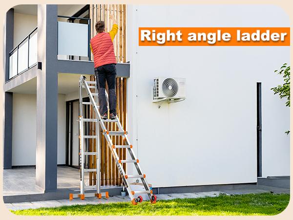 Ladder, a Frame 5 Step Ladder Extension, 17 FT Anti-Slip Multi Position & Storage Folding Ladder, 330 Lbs Security Load Telescoping Aluminum Ladders for Stairs Home Indoor Outdoor Roof