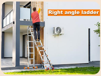 Ladder, a Frame 5 Step Ladder Extension, 17 FT Anti-Slip Multi Position & Storage Folding Ladder, 330 Lbs Security Load Telescoping Aluminum Ladders for Stairs Home Indoor Outdoor Roof