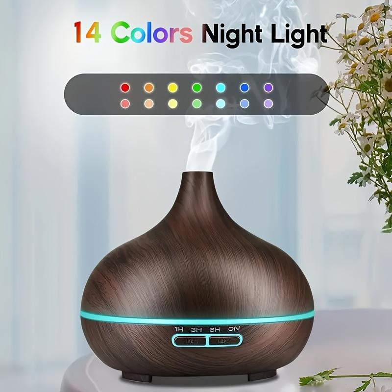 550Ml Aroma Diffuser with Remote Control Wood Grain Timer, Cool Mist Humidifier for Large Room with 6 Oil Set Fire Diffuser Bourbon Humidifier Air Purifier anti Gravity Humidifier Whisker