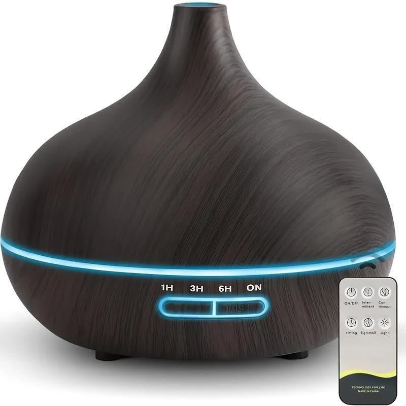 550Ml Aroma Diffuser with Remote Control Wood Grain Timer, Cool Mist Humidifier for Large Room with 6 Oil Set Fire Diffuser Bourbon Humidifier Air Purifier anti Gravity Humidifier Whisker