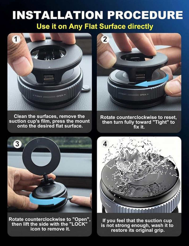 Xcimnw Upgraded 360° Nano Gel Vacuum Magnetic Phone Holder Strong Suction Multi-Surface Versatility 360° Adjustable Positioning Universal Compatibility （Particle - Adsorbable Surface）For Iphone 16 Pro Max & Android Devices