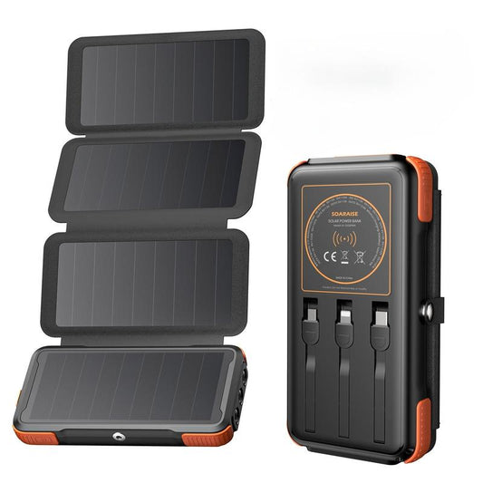 49800Mah Solar Charger Power Bank, 20W Fast Charging Portable Charger with Built-In 3 Cables & 4 Solar Panels, USB C Solar Battery Bank with LED Flashlights for Smartphones, Tablets