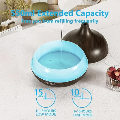 550Ml Aroma Diffuser with Remote Control Wood Grain Timer, Cool Mist Humidifier for Large Room with 6 Oil Set Fire Diffuser Bourbon Humidifier Air Purifier anti Gravity Humidifier Whisker